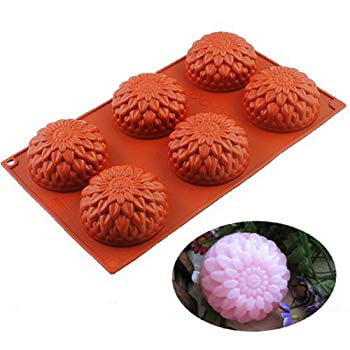 6 Cavities Sunflower Muffin Cup Handmad Soap Mold Silicone Cake Baking Mould Pan 